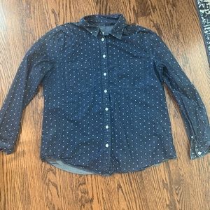 LOFT heart pattern button down shirt Large